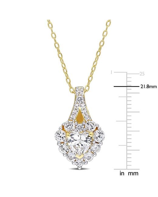 Amour Metallic 2 7/8 Ct Tgw Created Sapphire Halo Heart Pendant With Chain