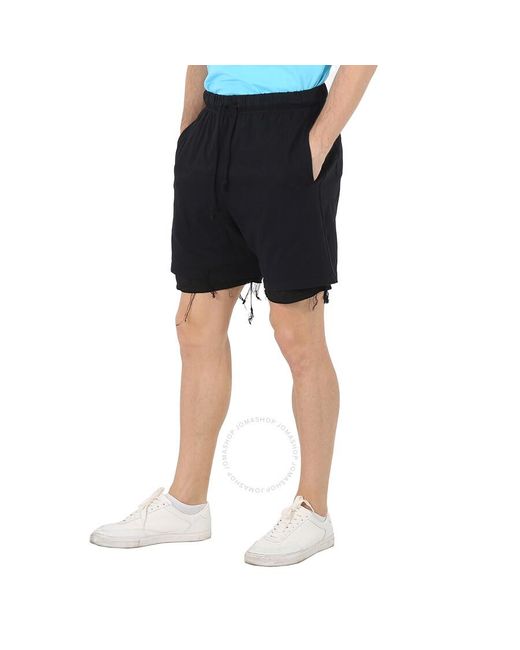 424 Black Double Layer Cotton Shorts for men