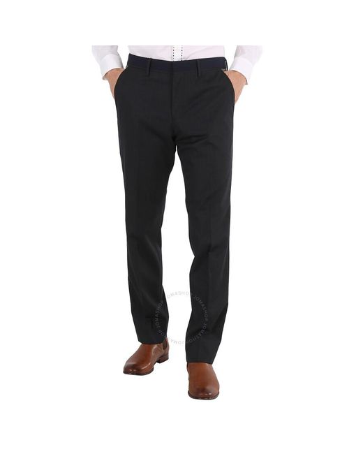 Burberry Black Charcoal Classic-fit-panelled Wool Tailored Trousers for men