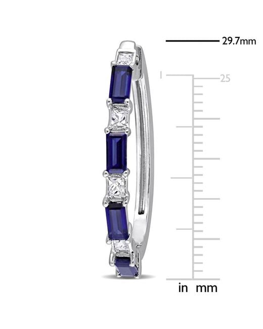 Amour Blue 3 5/8 Ct Tgw Created And Sapphire Oval Hoop Earrings for men