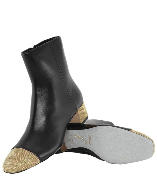 Rene Caovilla Black Rene Caovilla Bonnie 40 Leather Ankle Boots