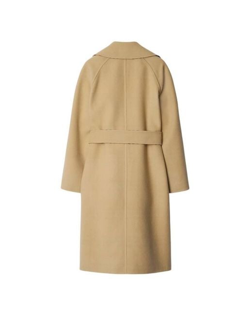 Burberry Natural Reversible Check Wool Long Car Coat, Brand Size 6 Us