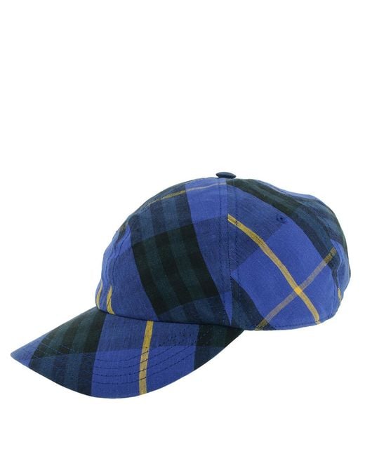 Burberry Blue Checker Linen Baseball Cap