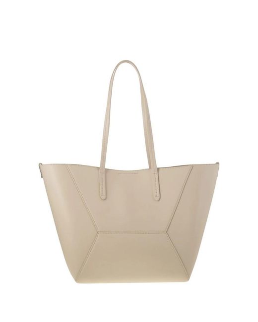 Brunello Cucinelli Natural Avorio Leather Structured Tote Bag