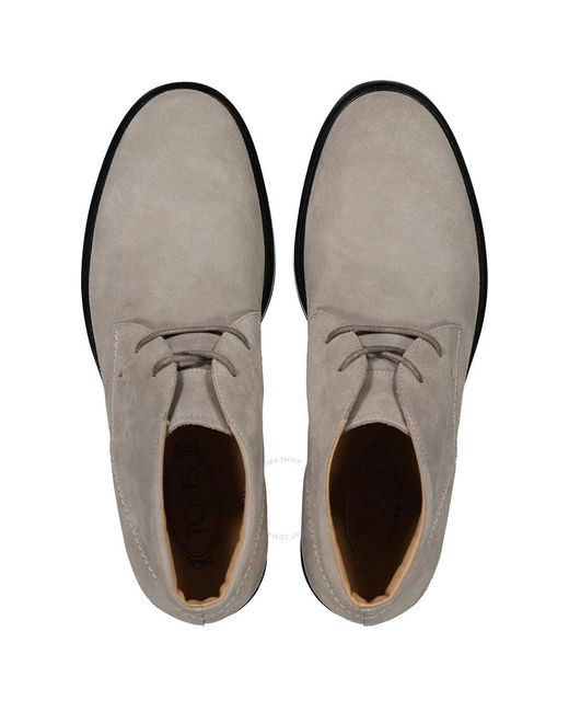 Tod's Gray Scarpa Uomo Polacco Suede Derby Boots for men
