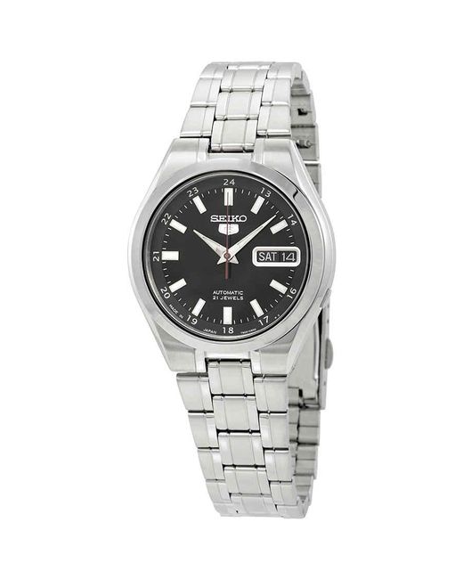 Seiko Metallic Series 5 Automatic Date-day Black Dial Watch for men