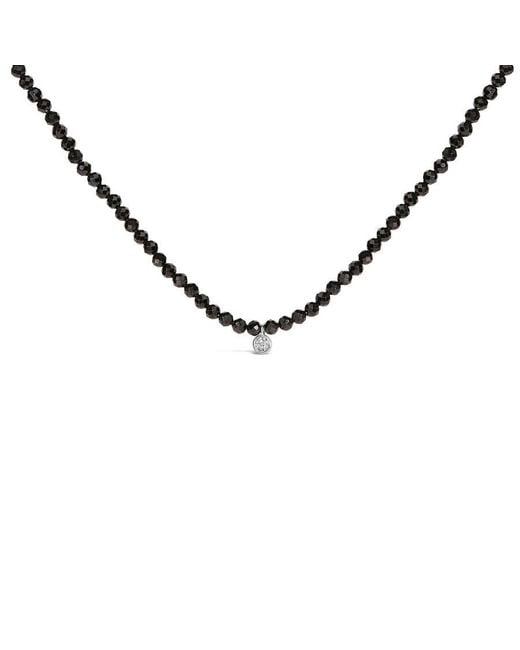 Haus of Brilliance Metallic Sterling Diamond Accent Spinel Bead Station Necklace