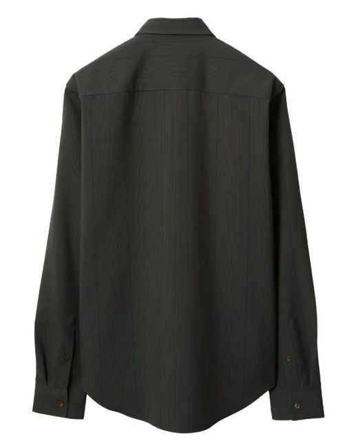 Burberry Green Striped Wool Shirt for men