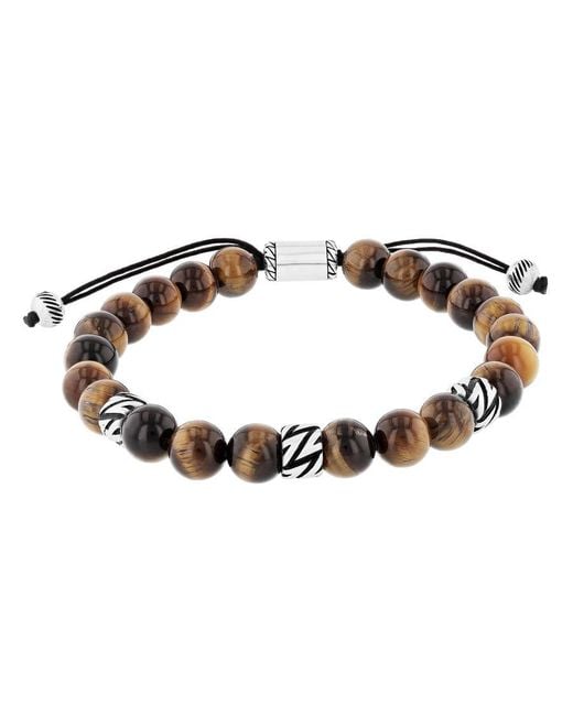 Robert Alton Metallic Stainless Steel Tiger Eye Bead Bolo Bracelet for men