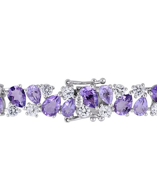 Amour Purple 27 1/6 Ct Tgw Rose De France Amethyst And Created Sapphire Vintage Bracelet