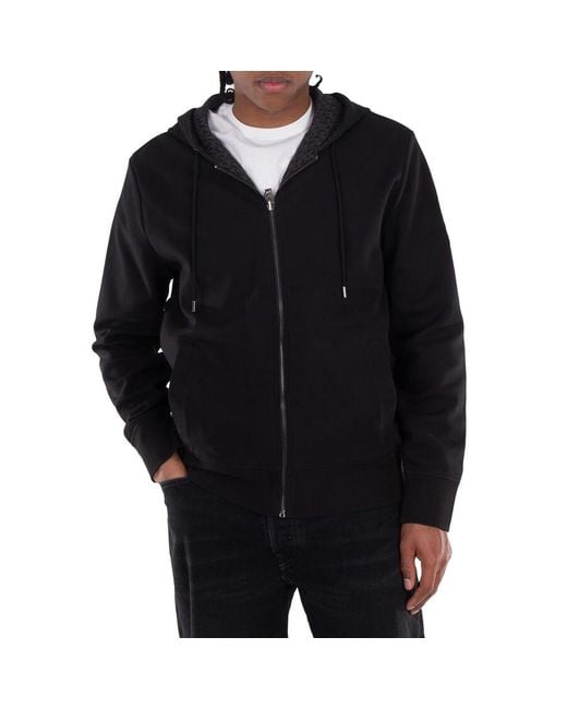 Michael Kors Black Reversible Monogram- Print Zip-Up Hoodie for men