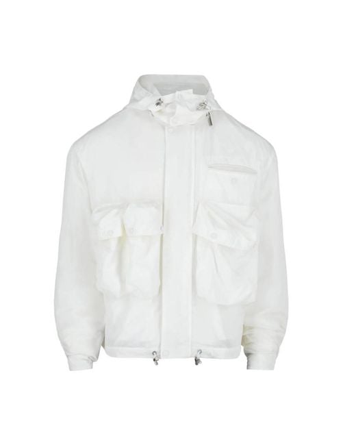 Ferragamo White Technical Nylon Utility Jacket, Brand Size 48 Us for men