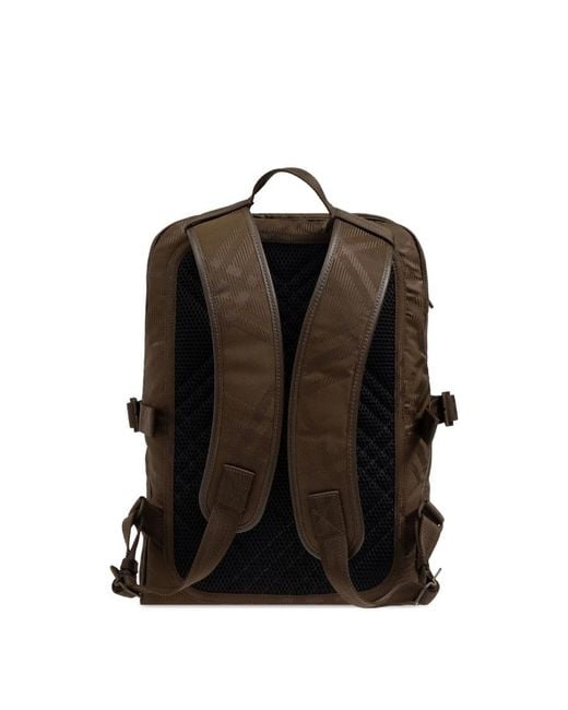 Burberry Brown Checked Jacquard Zipped-Up Backpack for men