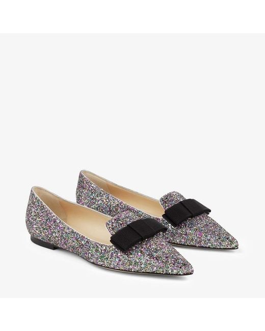 Jimmy Choo Brown Gala Coarse Glitter Fabric Flats, Brand Size 34.5 Us