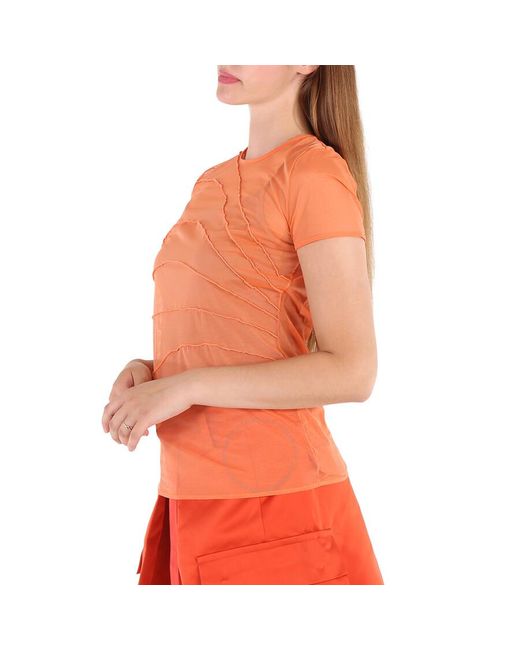 Wolford Orange Flamingo Tuck Sheer Soft Tulle Shirt