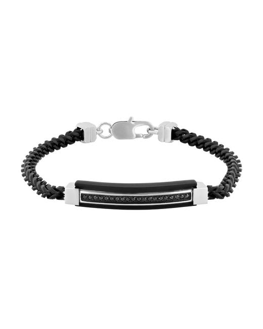 Robert Alton Metallic 1/5Ctw Diamond Stainless Steel With Finish Id Bracelet for men