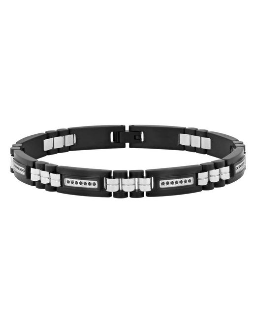 Robert Alton Black 1/4Ctw Diamond Stainless Steel Finish Bracelet for men