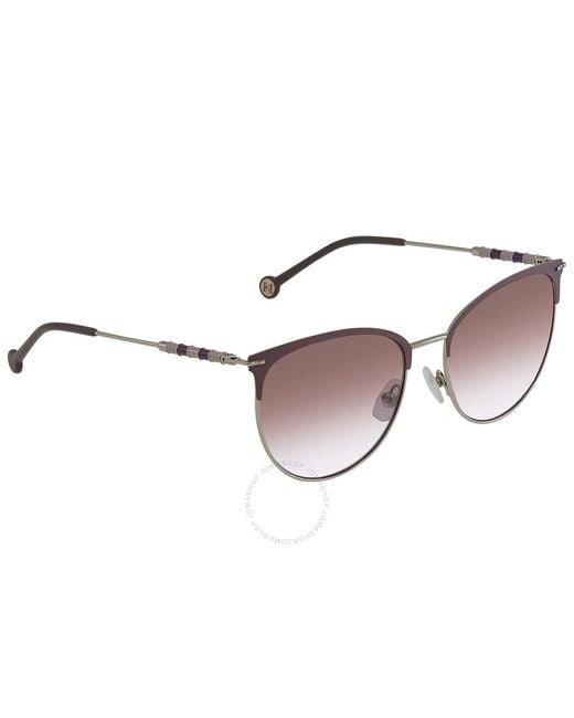 Carolina Herrera Brown Violet Square Sunglasses Ch 0037/s 0kts Qr 58