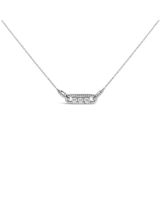 Haus of Brilliance Metallic Sterling 1/5 Cttw Round Diamond 3 Stone Station Bar Necklace
