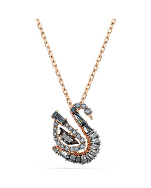 Swarovski Metallic 18K Rose- Plated Swan Pendant Necklace
