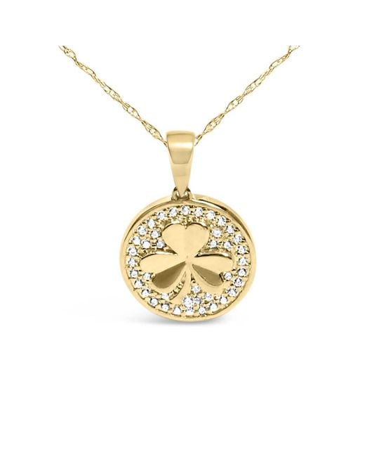 Haus of Brilliance Metallic 10K 3 Leaf Clover 1/6 Cttw Diamond Pendant Necklace for men