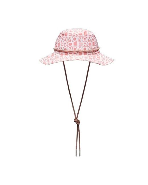 Moncler Pink Nylon Logo Print Bucket Hat