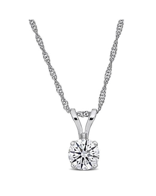 Created Forever Metallic 3/4Ct Tw Lab-Grown Diamond Solitaire Pendant With Chain