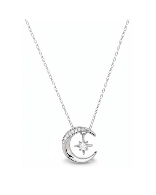Kylie Harper Metallic Sterling Dangling Moon & Star Cz Pendant