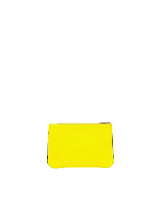 Ferragamo Yellow Panelled Design Leather Phone Pouch for men