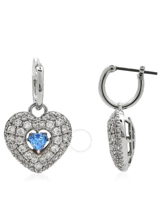 Swarovski Blue Rhodium Plated Idyllia Heart Drop Earrings