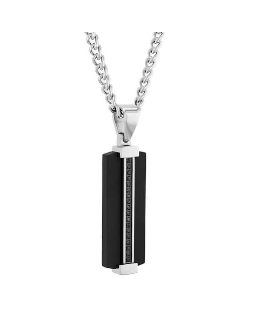 Robert Alton White 1/10Ctw Diamond Stainless Steel With & Finish Dog Tag Pendant for men