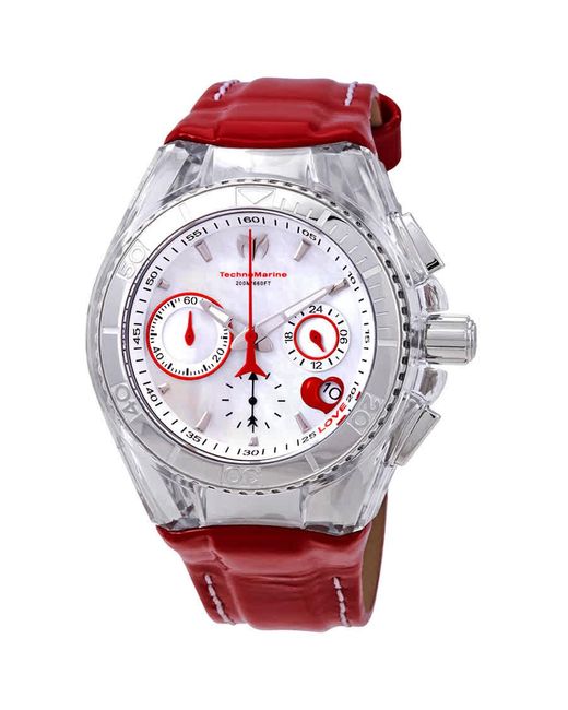 TechnoMarine Red Cruise Valentine Chronograph White Dial Watch 115312 for men