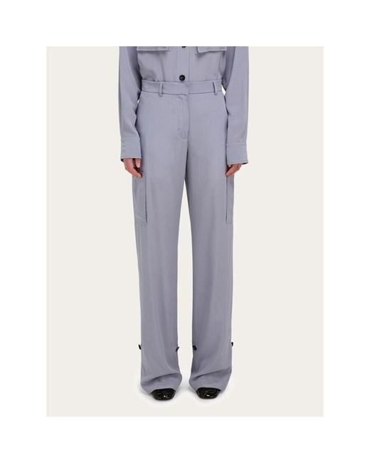 Ferragamo Purple Light Silk Trousers, Brand Size 42 (Us