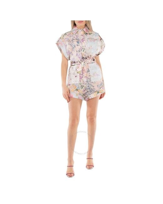 Zimmermann Multicolor Spliced Floral Halliday Jumpsuit, Brand Size 0P Us