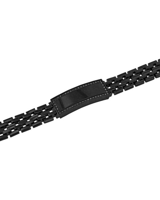 Robert Alton Black 3/8Ctw Diamond Stainless Steel With Finish Carbon Fiber Id Bracelet for men
