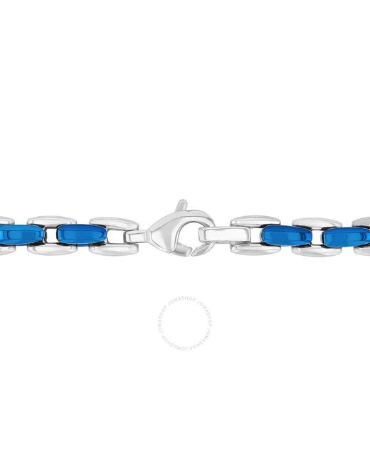 Robert Alton Stainless Steel With White & Blue Finish Link Chain for men