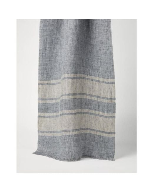 Brunello Cucinelli Gray Light Camel Linen Scarf, One Size for men