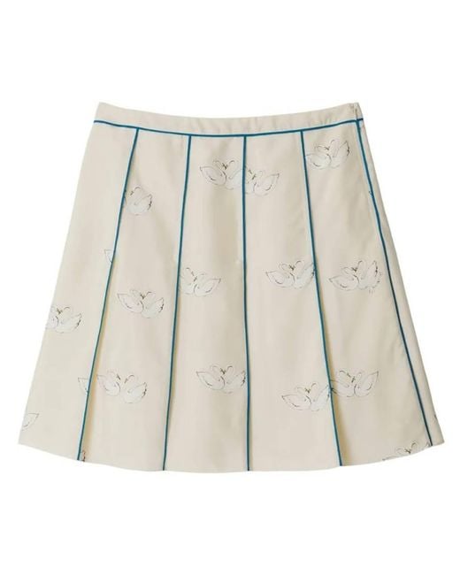 Burberry Natural Silk Swan Pleated Skirt, Brand Size 12 Us