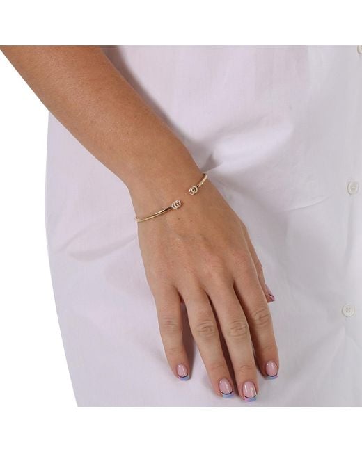 Gucci Metallic Running Gg Cuff Bracelet With Diamond G's
