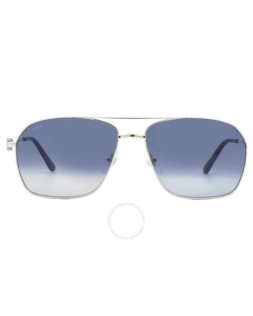 Cartier Blue Navigator Sunglasses Ct0306s 004 59 for men