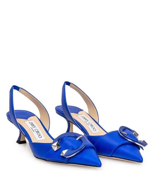 Jimmy Choo Blue Moni 50 Nappa Slingback Pumps, Brand Size 35.5 Us