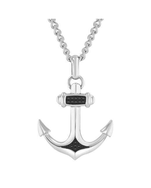Robert Alton Metallic Diamond Accent Stainless Steel With Finish Anchor Pendant for men