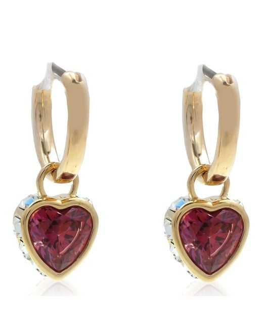 Swarovski Pink Chroma Drop Earrings, Heart, 18K Finish