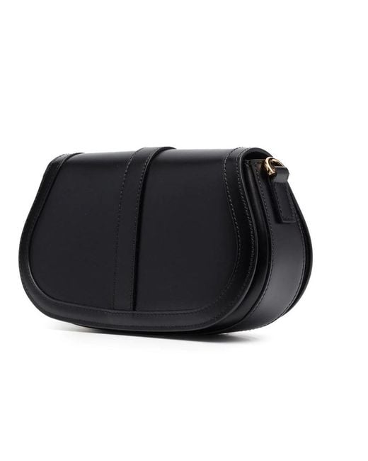 Versace Black Greca Foldover Crossbody Bag