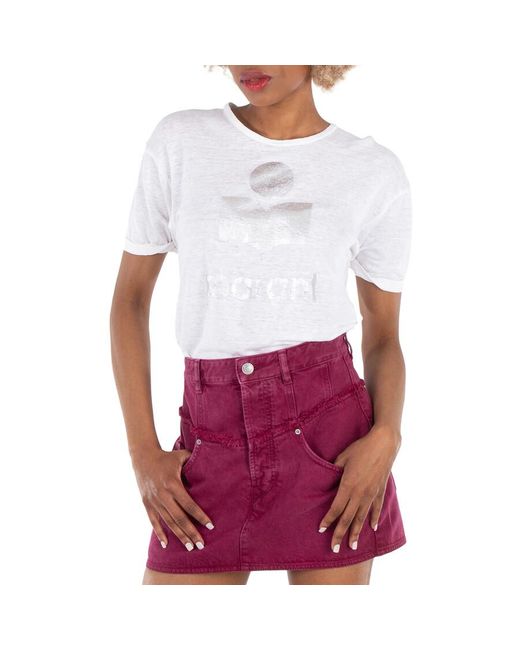 Isabel Marant White Koldi Linen Logo T-Shirt