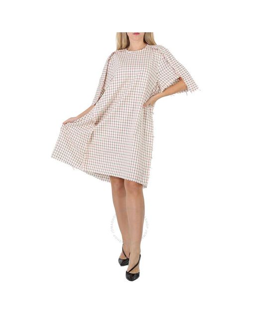 MM6 by Maison Martin Margiela White Maison Margiela Ecru All-over Checkered Shirt Dress