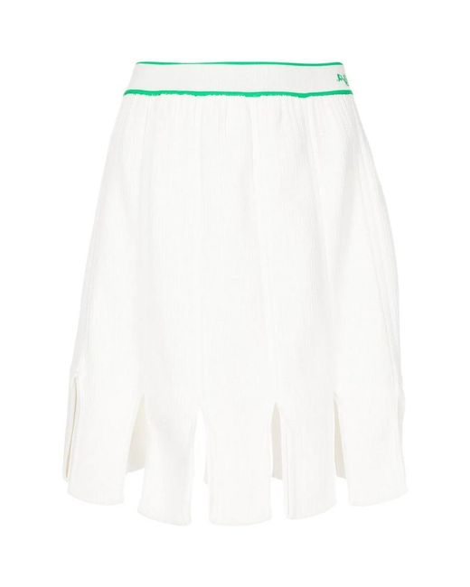 Bottega Veneta White Squared-Frill Trim Knitted Skirt
