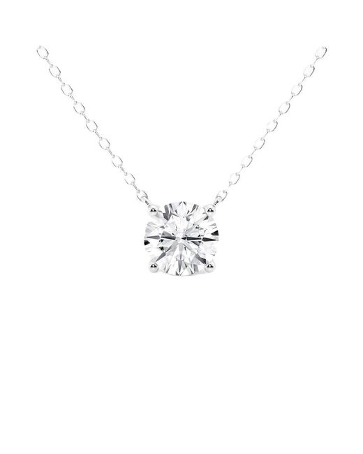 Brilliant Diamond Metallic 1 1/2 Carat Round Solitaire Lab Grown Diamond Pendant