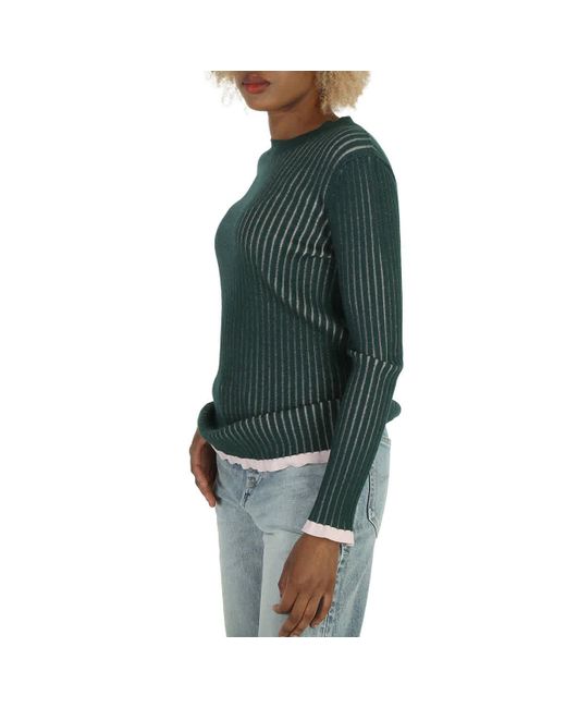 Burberry Green Contrast-trim Cashmere-blend Sweater