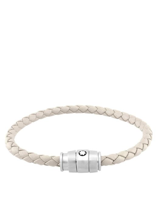 Montblanc Metallic Meisterstuck Steel & Cloudy Leather Bracelet for men